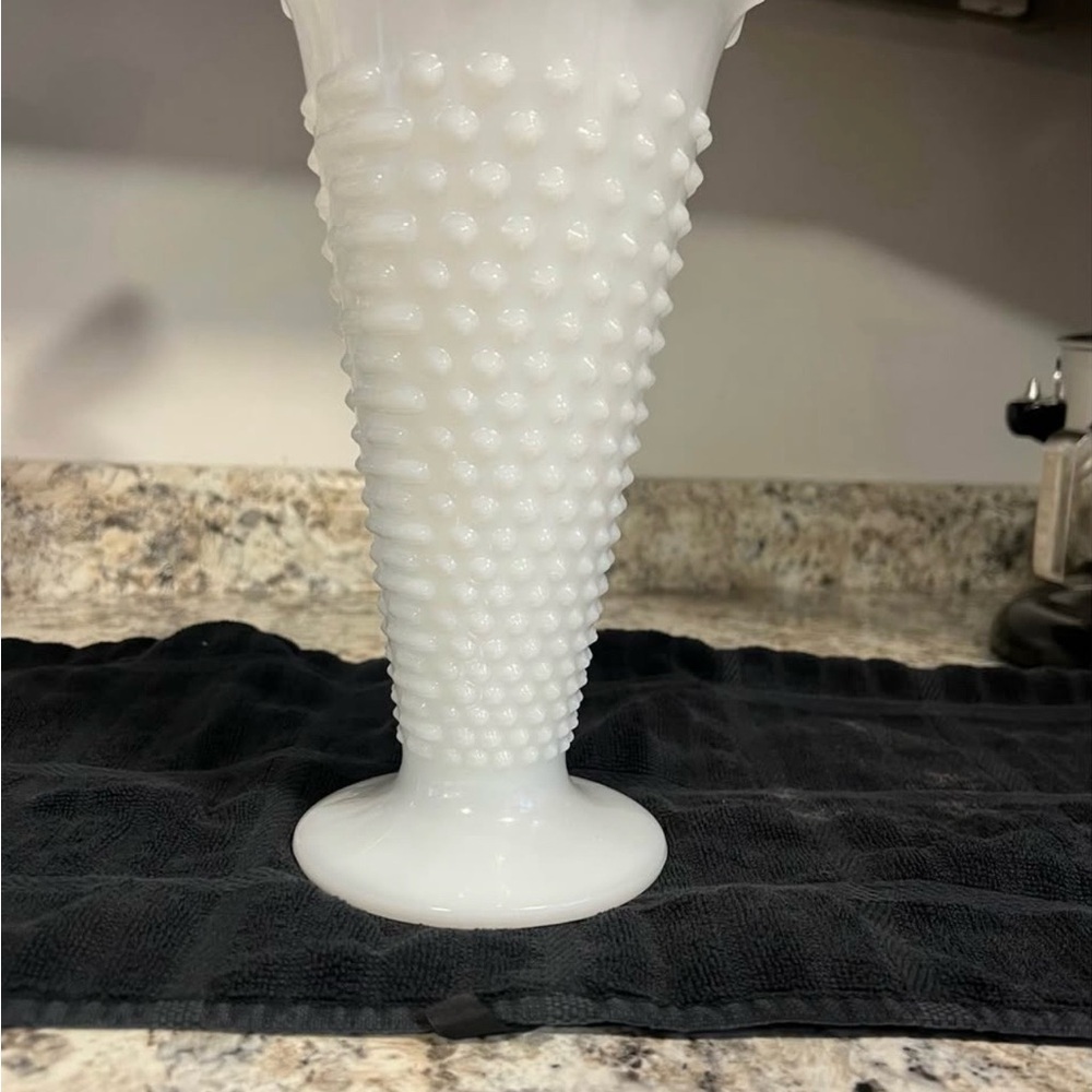 White Hobnail Milk Glass Vase - Classic Home Accent